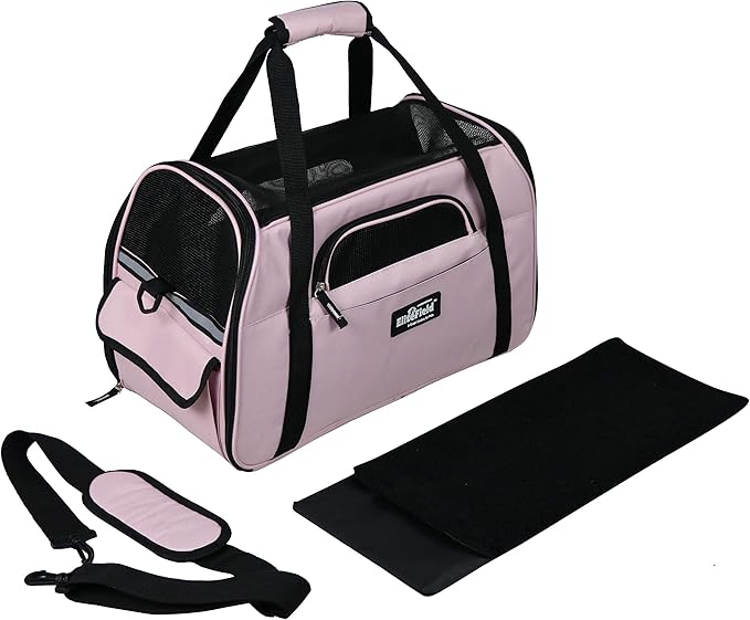 EliteField Soft Sided Pet Carrier (3 Year Warranty, Airline Approved), Multiple Sizes and Colors Available (Medium: 17" L x 9" W x 12" H, Pink)