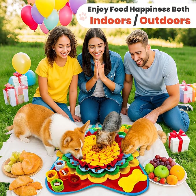 Petcare Dog Snuffle Mat and Lick Mat Set, Interactive Enrichment Dog Puzzle Toy for Puppy Small Medium Dogs Cats Rabbits, Cognitive Sniff Foraging Mats Mental Stimulation Treat Game Slow Feeder Mats