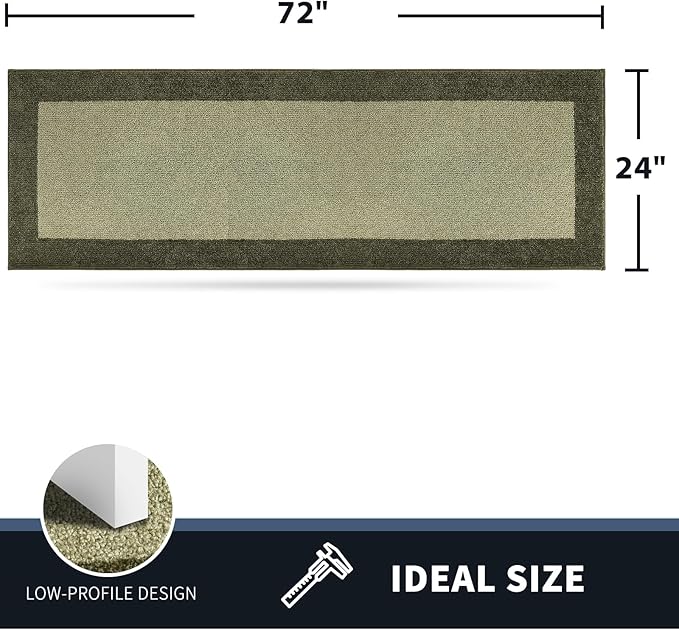 PURRUGS Dirt Trapping Door Mat 24" x 70", Non-Slip/Skid Machine Washable Entryway Rug, Shoes Scraper, Throw Rug, Super Absorbent Area Rug for Muddy Wet Shoes and Paws, Budding Green & Sage Green