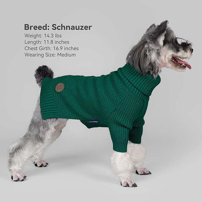 cyeollo Dog Sweater Pullover Turtleneck for Dogs, Classic Knitwear Fall Winter Cold Weather Dog Clothes Warm Pet Apparel Small Medium Large Dog Sweaters, Green S