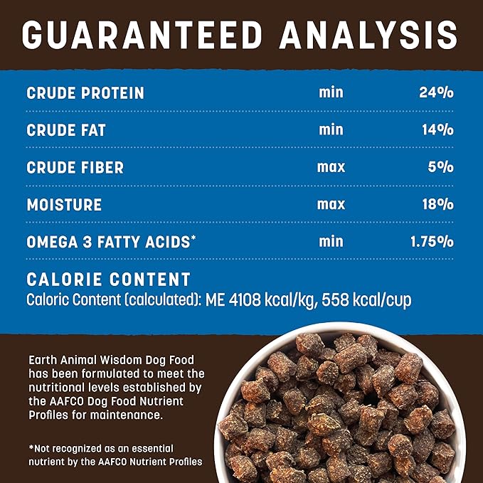 Earth Animal Wisdom Air Dried Dog Food - from The Air Recipe Premium Natural Dry Dog Food for All Breeds & Ages - 8 Lbs Bag