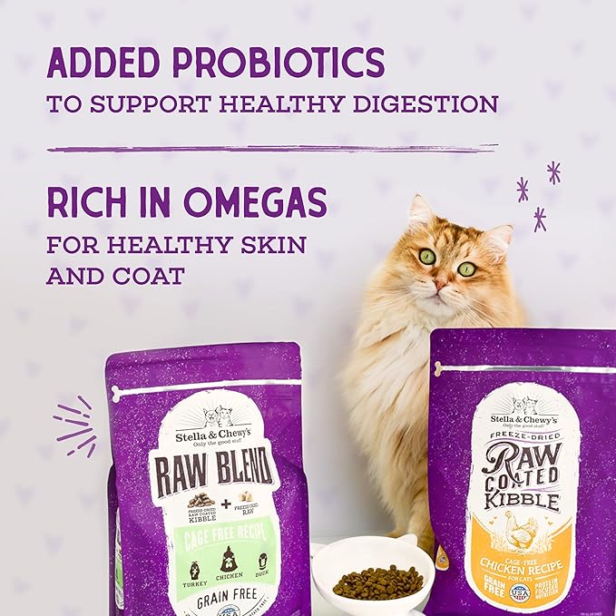 Stella & Chewy's Raw Coated Cat Food - High Protein, Grain-Free Kibble with Wild-Caught Salmon - Premium Digestive Support with Probiotics - Natural Small Kibble - Perfect For Picky Eater - 2.5lb Bag