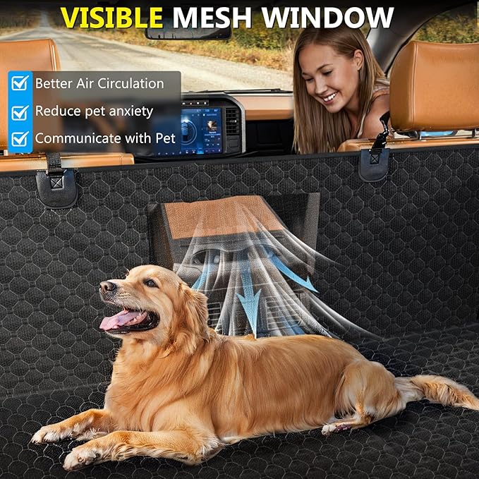 Truck Back Seat Extender for Dogs, Upgraded Waterproof Pet Seat Cover with Door Protection, Hard Bottom, Holds 420lbs, Dog Hammock for F150/Silverado 1500/GMC Sierra 1500/RAM 1500/Titan