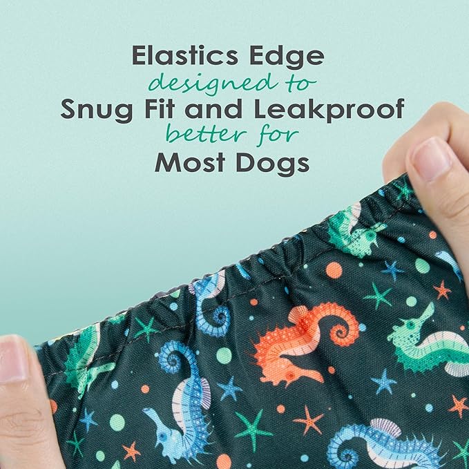wegreeco Washable Male Dog Belly Band (Stylish Pattern)- Pack of 3 - Male Dog Belly Wrap, Dog Diapers Male (Marine Horse, X-Large)