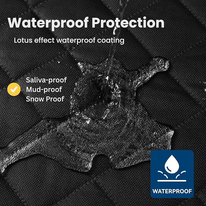 Dog Hammock for Car with Door Protectors, Waterproof, Scratchproof, Split Soft Dog Seat Cover for Back Seat with Mesh Window, Fits SUV/Sedan/Tesla Models (Black)