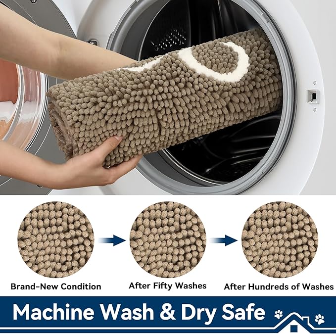 Super Absorbent Dog Door Mat, 60"*24“ Anti Slip Mat for Muddy Paws, Pet Rugs for Dirty Paws Washable That Absorbs Moisture and Dirt, for Dog Cage and Pet Resting Carpet