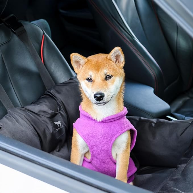 JACKO & CO - Fleece Vest Dog Sweater with Leash Ring - Soft, Warm & Lightweight Pullover Coat for Small & Medium Dogs, Puppies & Cats - Cozy Fall/Winter/Spring Pet Jacket (Purple, Small 4-6lbs)