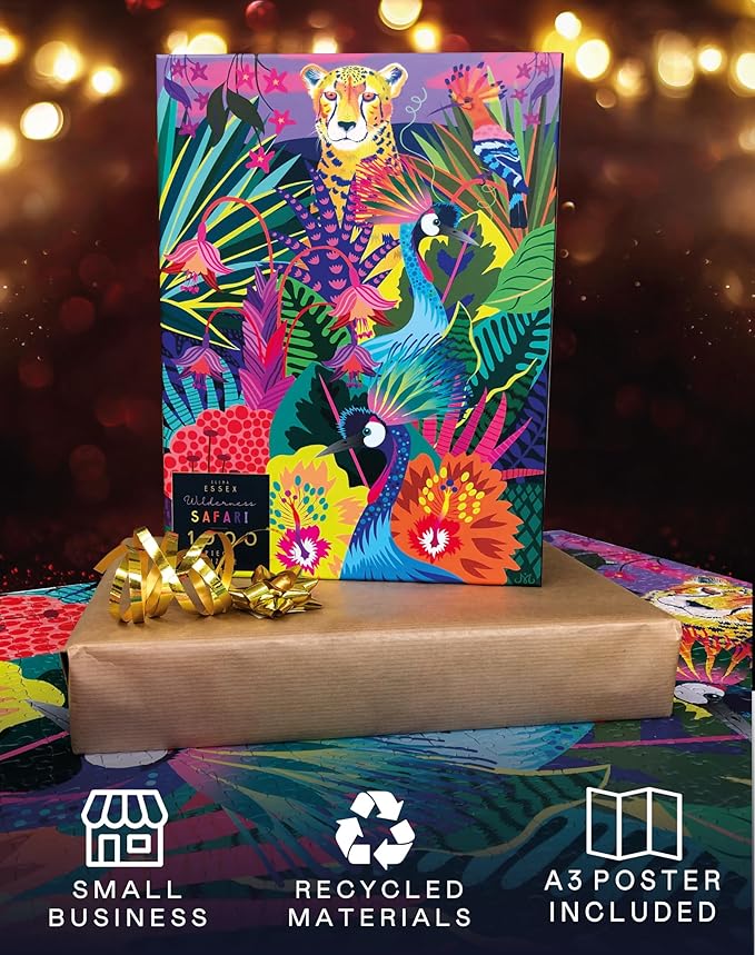 Elena Essex Puzzles for Adults 1000 Pieces - Wilderness Safari | Jigsaw Puzzles 1000 Pieces | Colorful Jungle Cheetah Cat Puzzle | Jigsaw Puzzle Size 20 x 28 inches