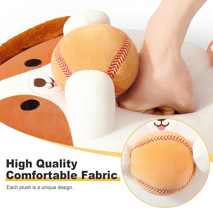 Onsoyours Original Christmas Beagle Dog Stuffed Animal with Baseball Santa Hat- 12 inch Soft Sport Puppy Plush Toy, Cute Plushies Xmas Gift for Kids & Adults Brown