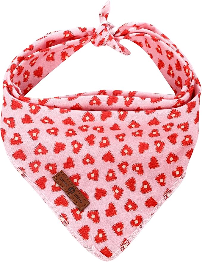 lionet paws Valentines Dog Bandana for Small Medium Large Dogs, Cat Dog Kerchief Triangle Bibs Scarf for Girl Boy