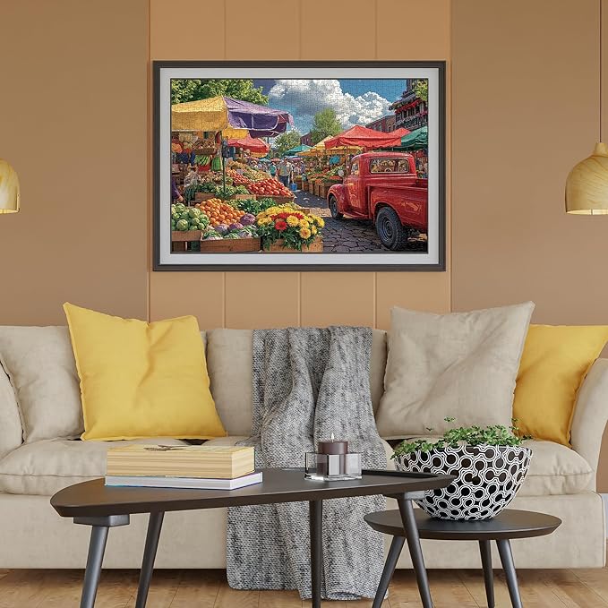 Country Fair Jigsaw Puzzles 1000 Pieces for Adults -Challenging Farmer's Market Day Art, Premium Matte Finish, 27.56 x 19.68 Inches, Perfect for Game Nights