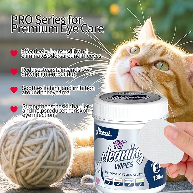 MIOSSZI 520 PCS Pet Eye Wipes for Dogs & Cats Tear Stain Remover Wipes for Dog Eyes Wipes Gently Remove Tear Stain, Debris, Discharge Hypoallergenic Cat Eye Wipes Pet Cleaning for Eyes Grooming Wipes