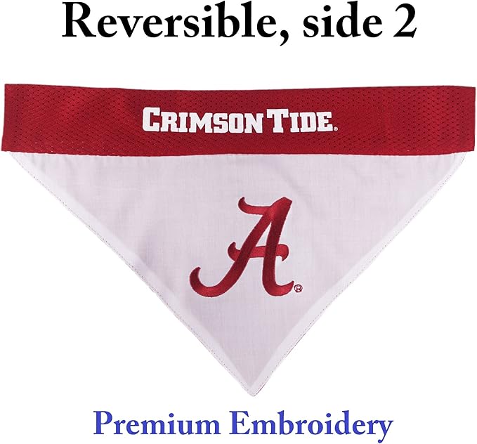 Pets First Collegiate Pet Accessories, Reversible Bandana, Alabama Crimson Tide, Small/Medium