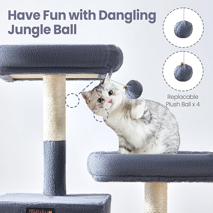 Cat Tree Tower for Indoor Cats Large Adult - 65 inch Extra Tall Cat Condo Trees with Scratching Post Hammock Perch - Big Heavy Duty Multi Level Cat House Towers - Kitty Condos Climbing Furniture