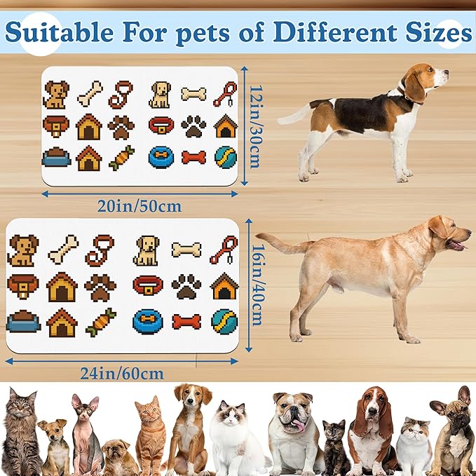 Dog Fun Pet Feeding Mat–Quick Dry Absorbent Dog Cat Food Mat, Non Slip Waterproof Bowl Placemat for Messy Eaters, Pet Accessories for Floors 16"x24"