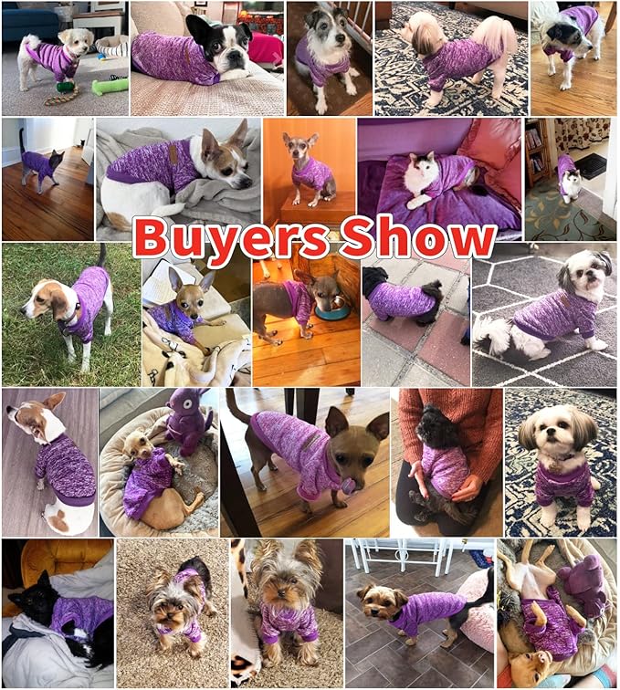 Idepet Pet Dog Classic Knitwear Sweater,Fleece Coat for Small,Medium,Large Dog,Warm Pet Dog Cat Clothes,Soft Puppy Customes 2 Color (XS, Purple)