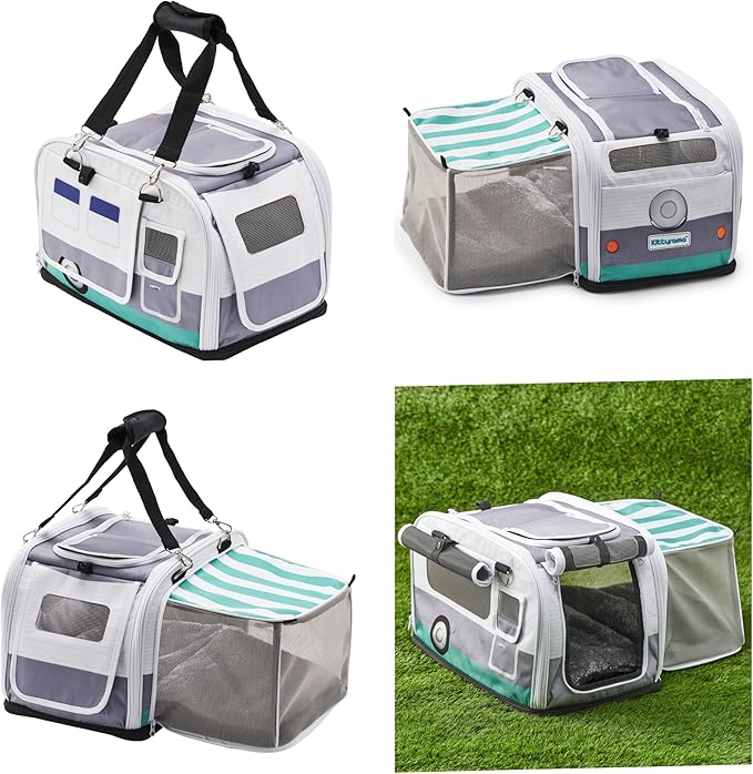 Premium Soft-Sided 2-in-1 Kittyrama Cat Carrier & Home Hideaway – Vet-Recommended Calming Den, Dual-Use Lounge & Travel Carrier with SBS Zippers, Airline-Approved Under-Seat Fit