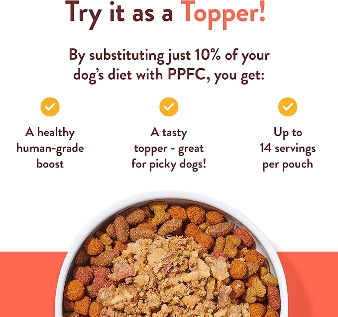 Portland Pet Food Company Fresh Dog Food Pouches - Human-Grade Toppers Wet Pet Meal & Mixers - Gluten-Free Limited Ingredient Tuxedo’s Chicken & Yams - Large & Small Breed Puppy & Senior Dogs - 5 Pack