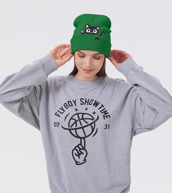 Cat Beanie Hats for Women Cute Cat Lovers Gifts Women's Winter Animal Knitted Hats for Girls