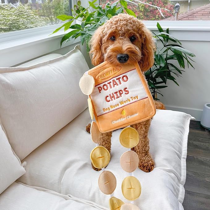 CHEWFFON Dog Enrichment Puzzle Toys, Interactive Snuffle Crinkle Treat Toy for Boredom and Mental Stimulating, Nose Work Potato Chips Dog Toy for Small, Medium and Large Dogs