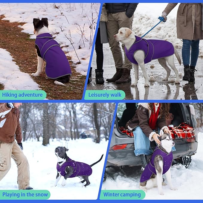 MIGOHI Warm Dog Coat Winter Dog Jacket,Waterproof Cold Weather Coats for Dogs,Fleece Jacket for Small Medium Large Dogs,Reflective Thick Fleece Vest with Leash Hole