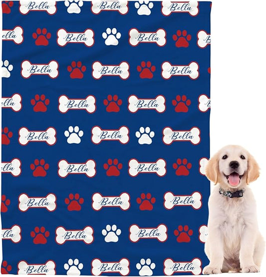 Personalized Pet Blanket,Custom Pet Blanket with Name Photo,Puppy Blanket Gift for Dogs Cats Lovers Mom Dad,Soft Cozy Fleece Throw for Bed Sofa Travel Small 50"x40" for Kids