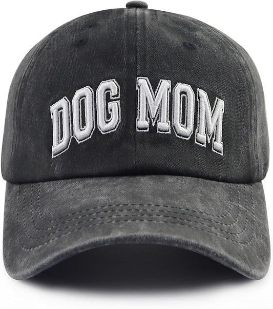 Dog Mom Hats for Women, Adjustable Cotton 3D Embroidered Dog Lover Baseball Cap
