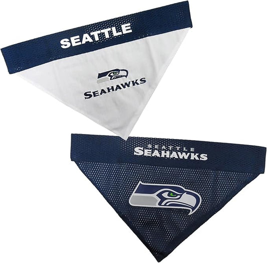 Pets First NFL Seattle Seahawks Reversible Bandana Size XX-Large for Dogs & Cats. 2 Sided Sports Bandana, Premium Embroidery Team Logo, Many NFL Teams Available