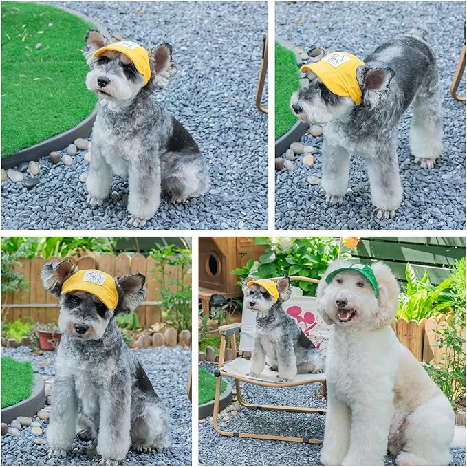 Pet Dog Baseball Cap, Cat Hat, Cat Dog Sun Cap with Ear Holes, Adjustable Puppy Outdoor Sun Hat (Yellow, Small)