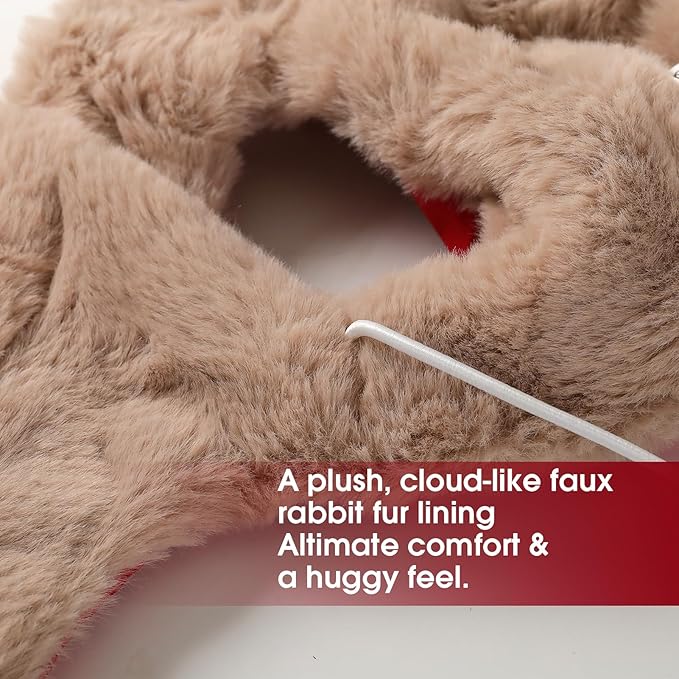 Dog Hats for Large Dogs, Christmas Dog Hat with Ear Holes & Adjustable Chinstrap, Pet Warm Snow Bomber Hat for Cold Weather, Soft Faux Rabbit Fur, Outdoor Beanies Noise Protection