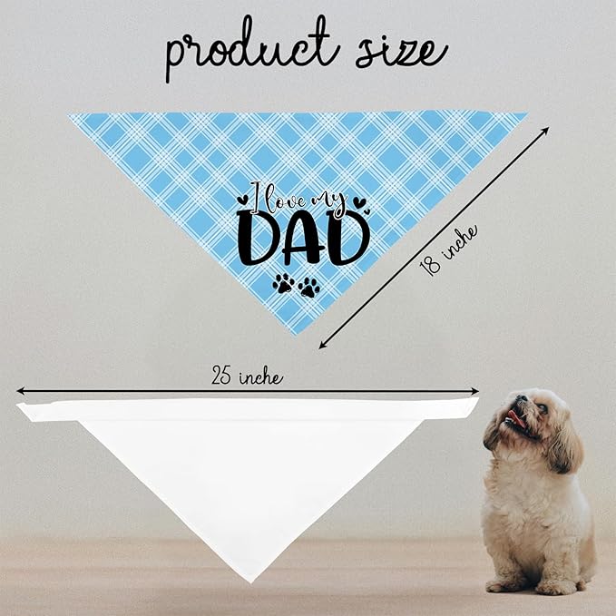 Love My Dad Father's Day Dogs Bandana Funny Cute Dogs Bandana Fathers Day Birthday Christmas Photo Prop Pet Scarf Accessories for Pet Dog Lovers Dog Dad Gifts - Blue