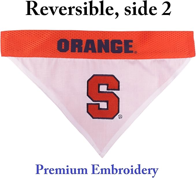 Pets First Collegiate Pet Accessories, Reversible Bandana, Syracuse Orange, Small/Medium