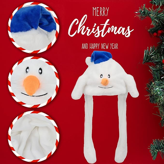 Animal Hat with Ears Moving Jumping Pop Up Beating Hat Plush Holiday Cosplay Dress Up Funny Gift for Kids