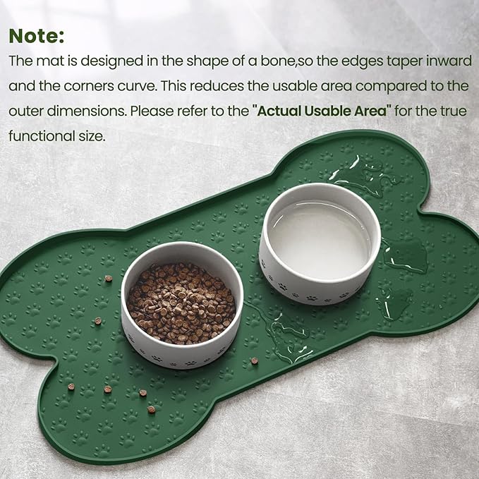 Dog Food Mat Anti-Slip Silicone Dog Bowl Mat Thicker Pet Placemat Waterproof Cat Feeder Pad with Raised Edge Puppy Kitten Feeding Mats Suitable Small Medium-Sized Dogs Cats Eating Tray