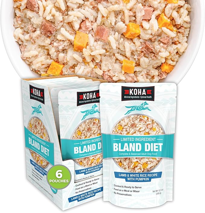 KOHA Pet Limited Ingredient Bland Diet for Dogs, Lamb and White Rice Recipe Sensitive Stomach Wet Dog Food, Gentle Formula Easy to Digest Bland Diet Dog Food, Pack of 6