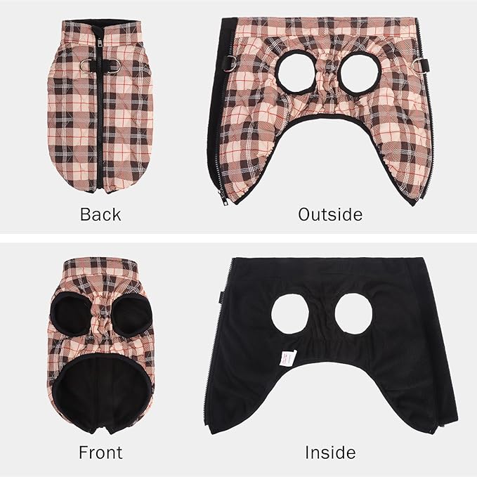 SCENEREAL Dog Winter Coat for Small Dogs Boys Girls - Warm Jacket with Built-in Harness, Fall Winter Waterproof Puppy Cold Weather Coat, Fleece Puffer Vest - Windproof Snow Pet Clothes