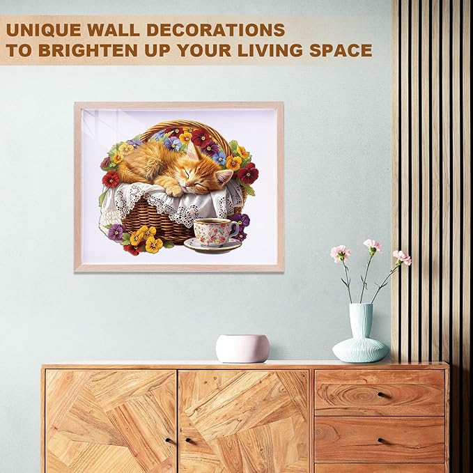 KAAYEE Wooden Puzzles for Adults, Cat’s Rest Puzzles, 170 Piece Unique Animal Shape Puzzle, Cat Wood Puzzle for Adults, Creative Gifts for Cat Lover/Friends/Family, Home Decor(11.4 * 9.8in)