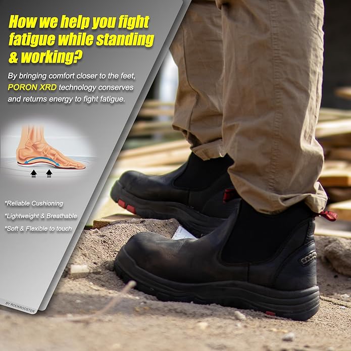 ROCKROOSTER Bakken Men's Black 6 inch Chelsea Boots, EH Rated Waterproof Slip-on Work Boots AK303-Soft Toe, AK323-Steel Toe, CP323-Comp Toe