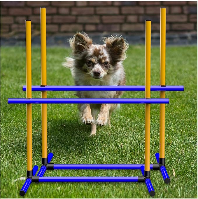 Dog Agility Course Backyard Set 2-Piece Agility Training Equipment with Jump Bar,– Indoor/Outdoor Dog Obstacle Course & Exercise Playset (2)