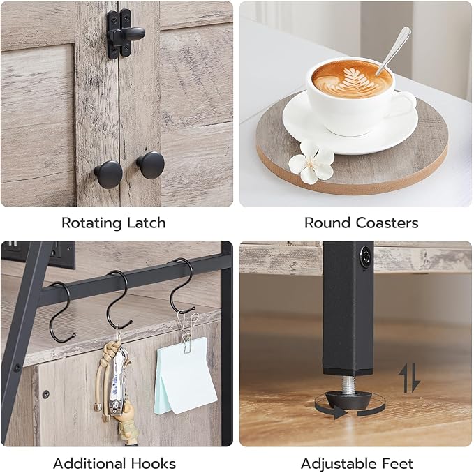 HOOBRO Litter Box Enclosure with 2 Storage Shelves, Tall Litter Box Furniture Hidden with Charging Station, Indoor Hidden Litter Box Furniture with Plush Mat, Greige BG70UMW01