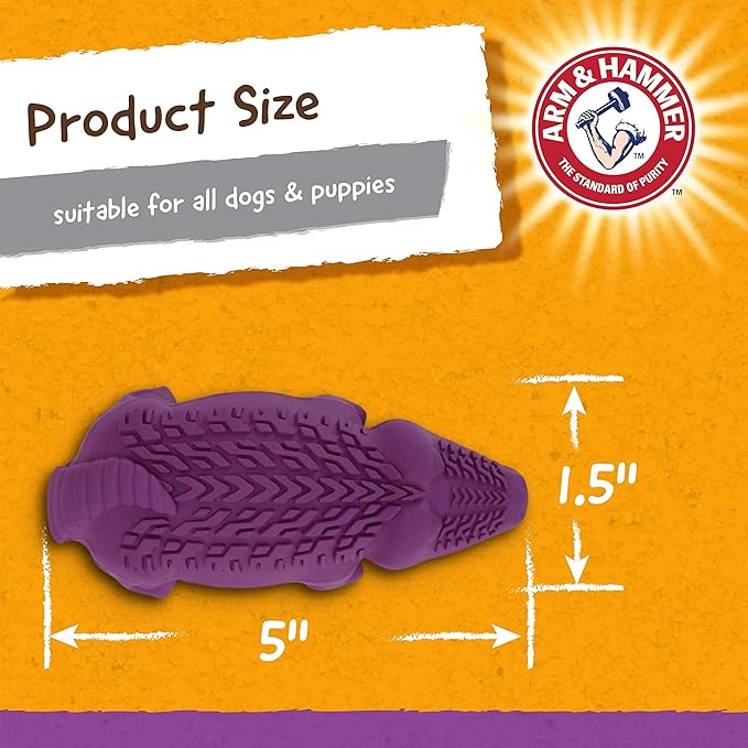 Arm & Hammer for Pets Super Treadz Mini Gator Dental Chew Toy for Dogs Best Dental Dog Chew Toy Dog Dental Chew Toys Reduce Plaque & Tartar Buildup Without Brushing (Pack of 1)