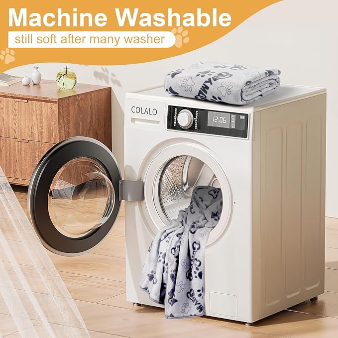 Soft Dog Blanket for Large Dogs - Fluffy Pet Blanket for Cats & Puppy, Reversible Paw Print Design Throw Blanket for Bed, Couch, or Travel - 41x31 Inch, Gray