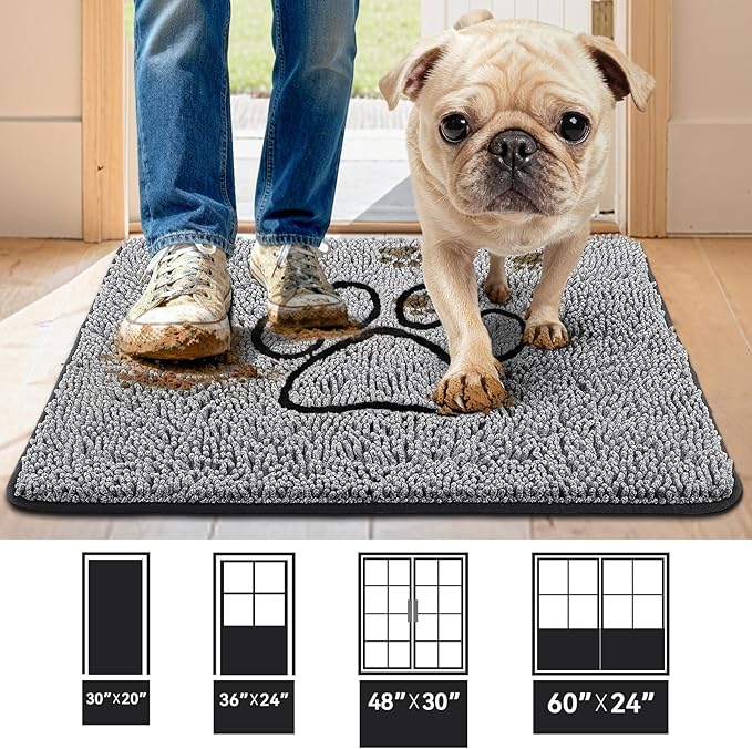 Super Absorbent Dog Door Mat, 30"*20“ Anti Slip Mat for Muddy Paws, Pet Rugs for Dirty Paws Washable That Absorbs Moisture and Dirt, for Dog Cage and Pet Resting Carpet