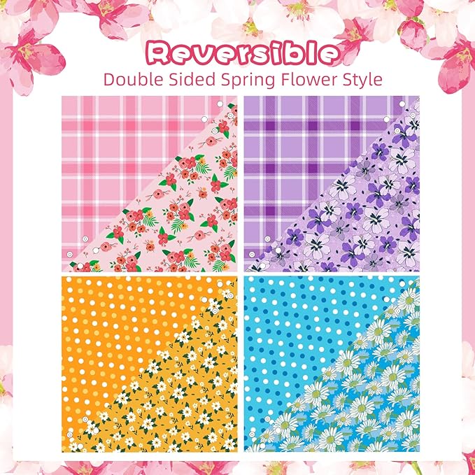 PAWCHIE Spring Dog Bandanas Small Reversible Styles Pet Triangle Scarf Bibs - Adjustable with Two Snaps - Kerchief Set Accessories for Dogs, Puppy, Cats