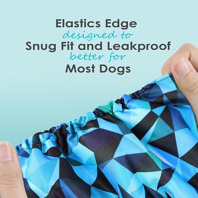 wegreeco Washable Male Dog Belly Band (Stylish Pattern)- Pack of 3 - Male Dog Belly Wrap, Dog Diapers Male (Abstract Geometrical Blue, Large)