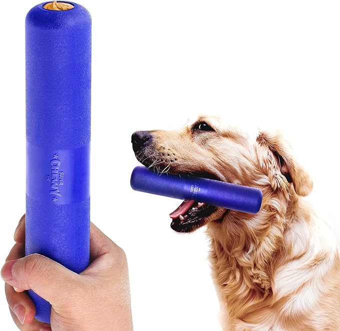 SuperChewy Tough Chew Stick Fetch Toy | Lifetime Replacement | Strong Natural Rubber | Smear Treats Inside To Excite Dogs | Ultra Durable Chewing Toy for Aggressive Chewers | For All Breeds