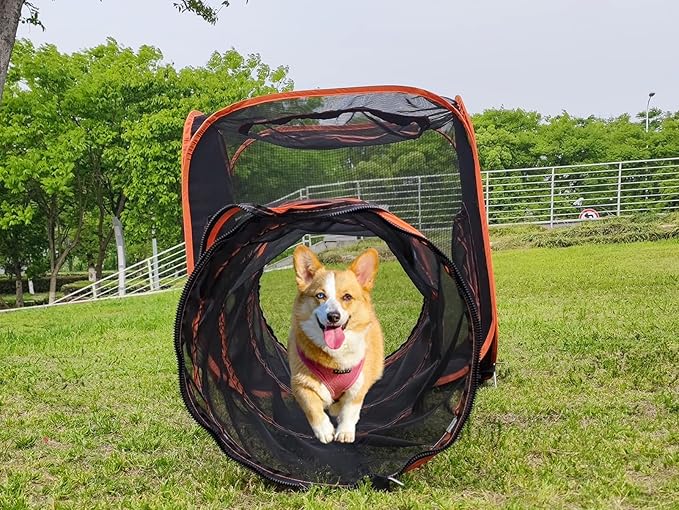 6 in 1 Pet Cat and Dog Tunnel Tent Foldable Pet Tent Outdoor Pop Up Pet Playpen Cage Fences House (Styles 1)
