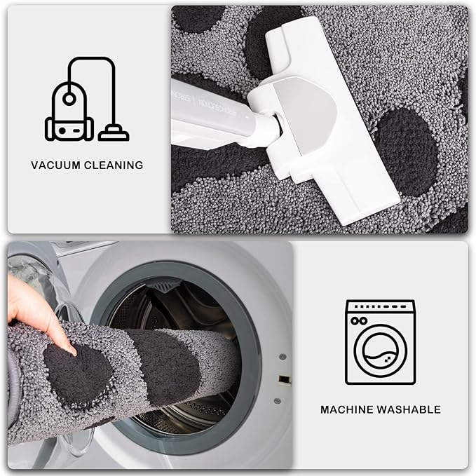 PURRUGS Dirt Trapping Door Mat 33.5" x 59", Non-Skid/Slip Machine Washable Microfiber Entryway Rug, Dog Doormat, Super Absorbent Welcome Mat for Muddy Wet Shoes and Paws, Grey