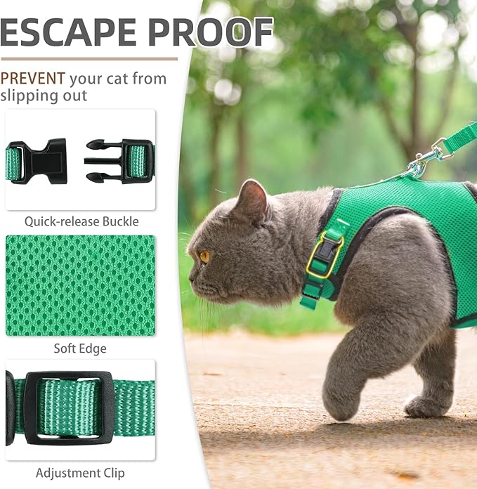 PUPTECK Soft Mesh Cat Vest Harness and Leash Set Puppy Padded Pet Harnesses Escape Proof for Cats Small Dogs Rabbits Bunny
