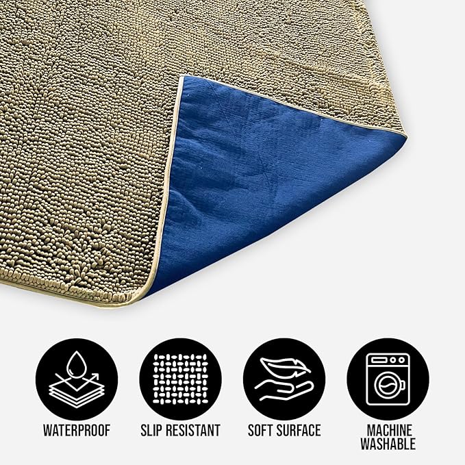 Muddy Mat® Dog Blanket - Chenille Water Absorption Blanket for Bed & Couch Cover for Dogs Washable, Anti-Slip Soft and Durable Furniture Protector for Dogs - Beige 52"x72"